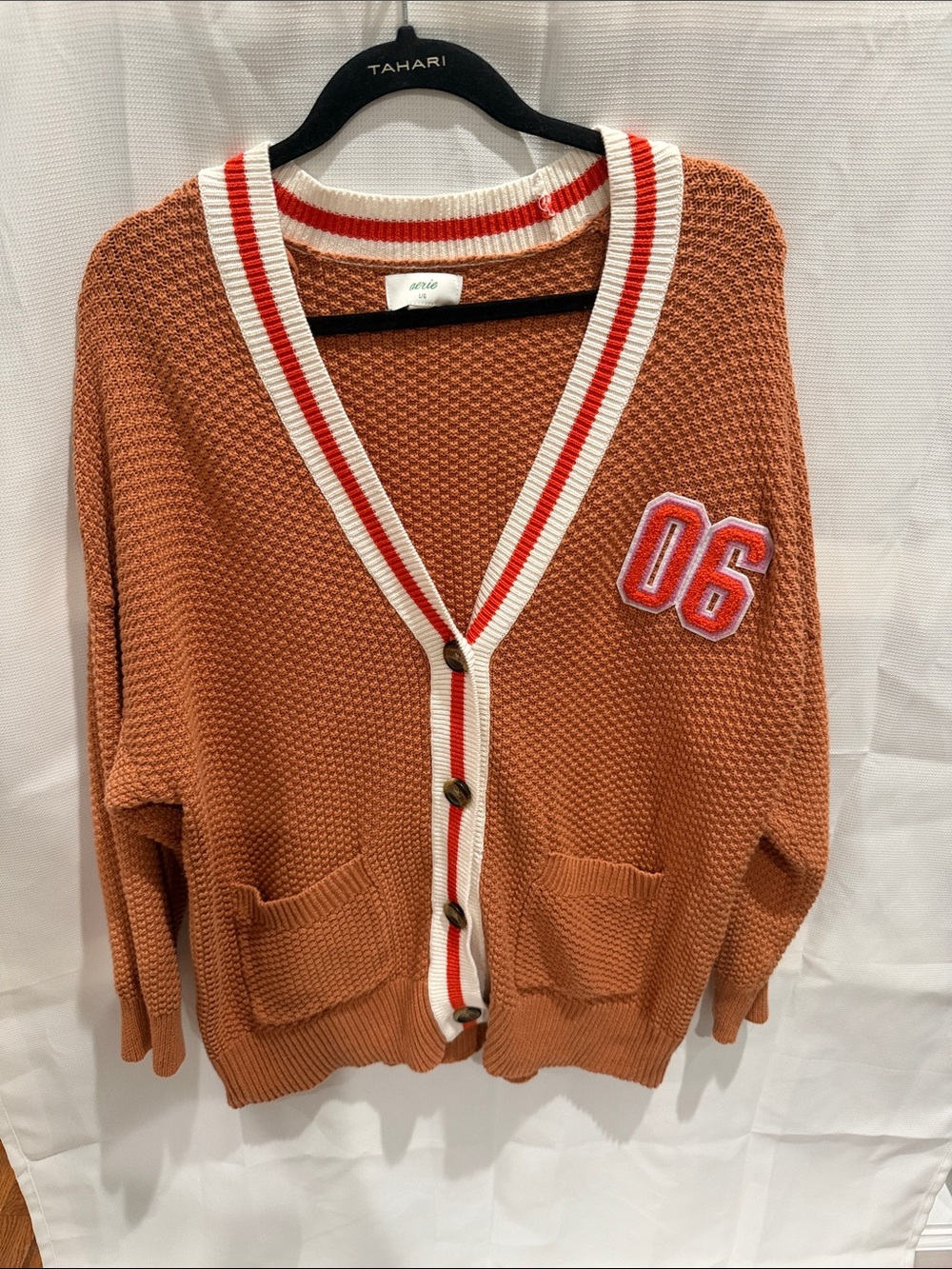 Aerie Varsity Oversized Cotton Cardigan. Size Large